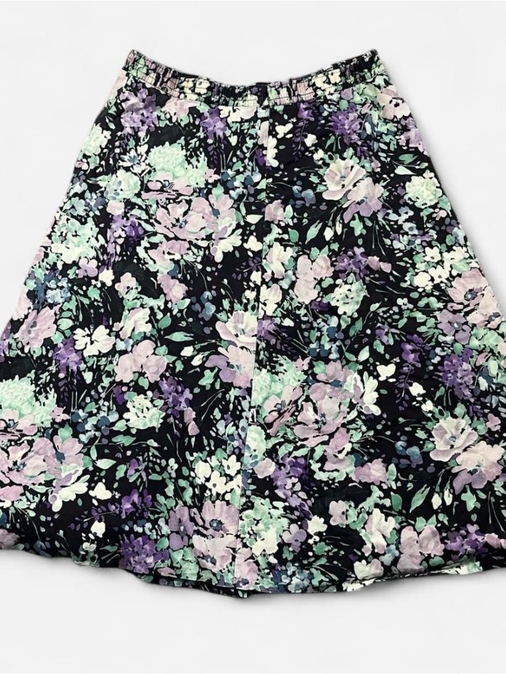 Vintage Floral Skater Skirt in Black with Mint & Lavender